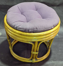 Load image into Gallery viewer, Rattan Stool with Purple Cushion
