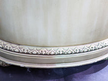 Load image into Gallery viewer, Gold Tone Oval Bombe Table with 3 Drawers
