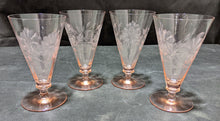 Load image into Gallery viewer, 4 x 1950’s Pink Pedestal Juice Glasses
