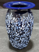 Load image into Gallery viewer, Pretty Blue &amp; White Art Glass Vase - Signed by P. Stanley &#39;92
