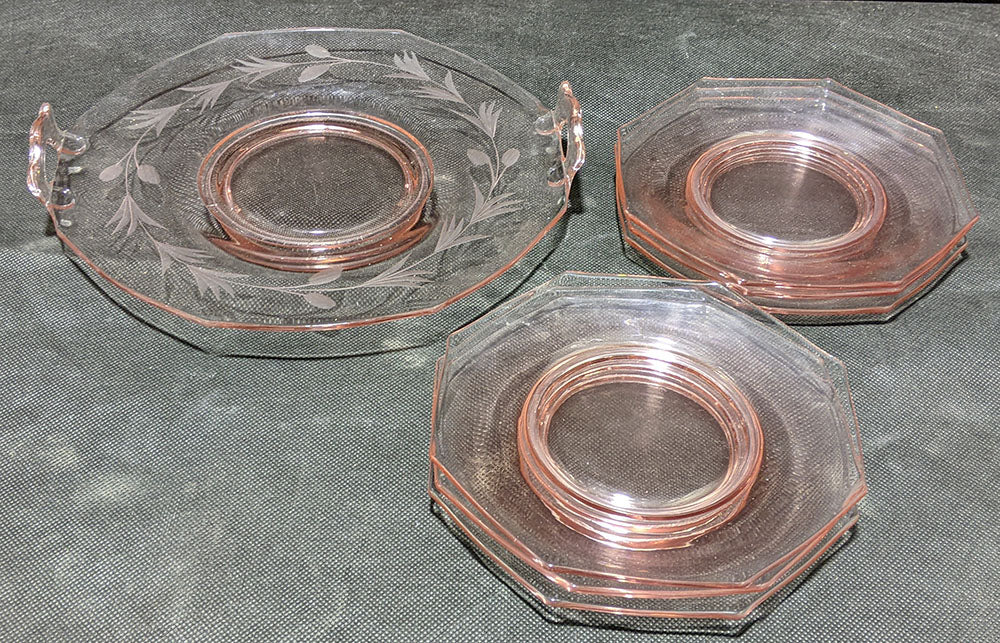 1950’s Pink Glass Dessert Plate Lot