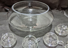 Load image into Gallery viewer, Large Glass Punch Bowl, 12 Glasses &amp; Ladle
