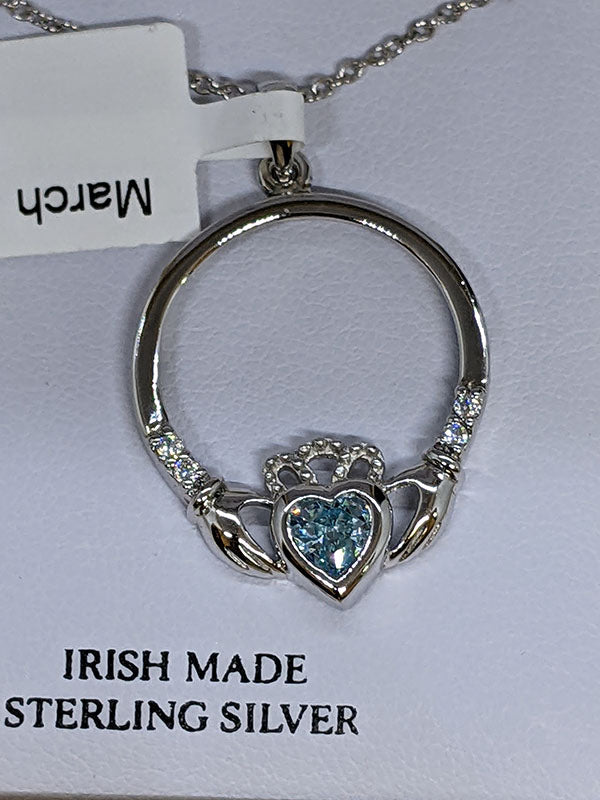 Sterling Silver Claddagh Pendant - March - By ShanOre Silver