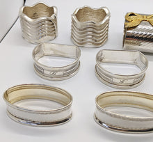 Load image into Gallery viewer, 16 Assorted Sterling Silver &amp; Silver Plate Napkin Rings
