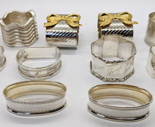 Load image into Gallery viewer, 16 Assorted Sterling Silver &amp; Silver Plate Napkin Rings
