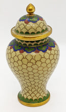Load image into Gallery viewer, Vintage Chinese Cloisonne Enamel Lidded Trumpet Jar / Vase / Urn
