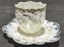 Load image into Gallery viewer, Vintage Hand Painted Fancy Design Silver &amp; Floral Demitasse Cup &amp; Saucer
