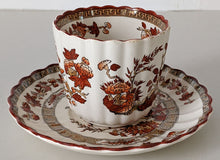 Load image into Gallery viewer, Spode Copeland - Indian Tree, Orange Rust - Flat Tea Cup &amp; Saucer - Old Mark
