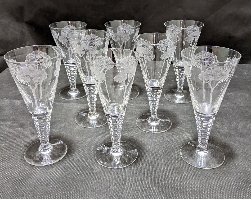 Stuart Crystal Set of (8) Eden Pattern Water Glass Goblet 7 3/4
