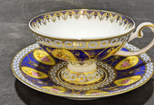 Load image into Gallery viewer, Sovereign Fine China Stunning Tea Cup and Saucer Cobalt Blue, Gold and Roses

