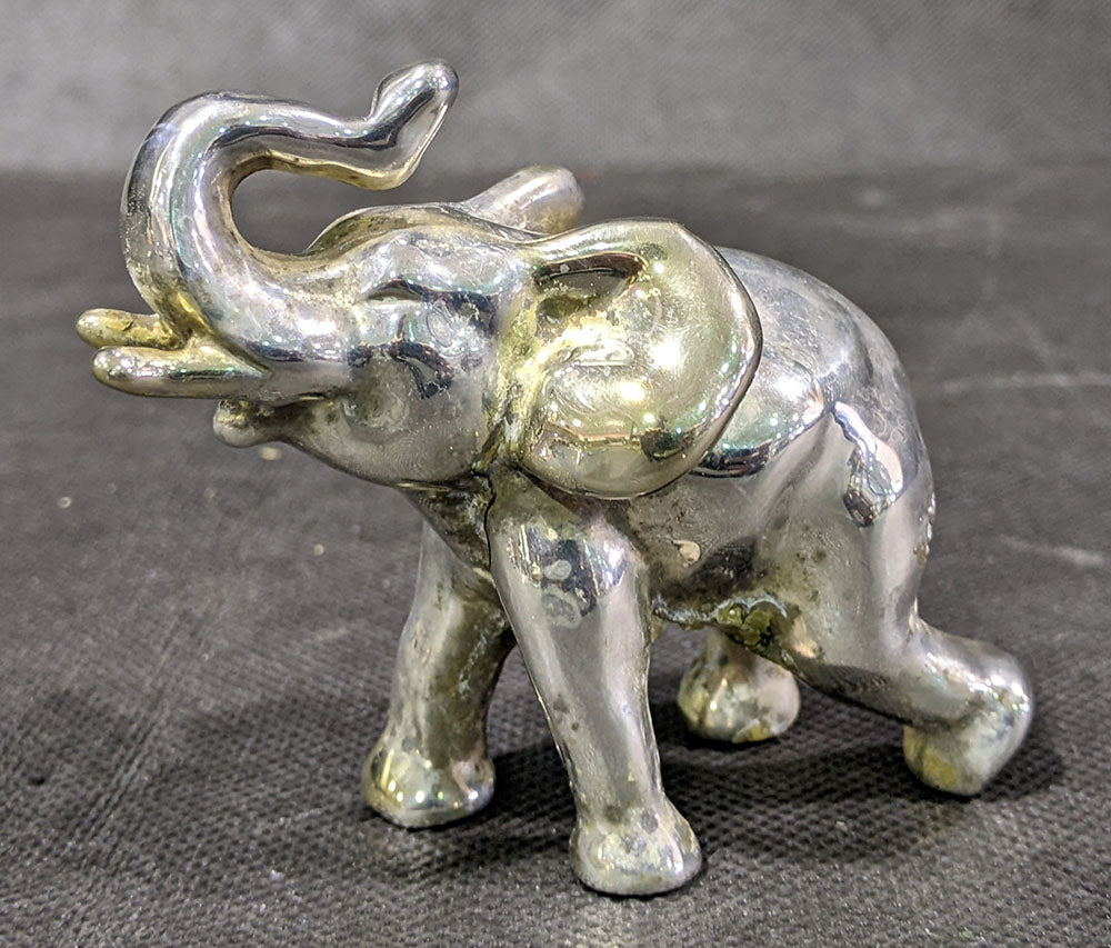Small Sterling Silver Standing Elephant Figurine - Trunk Up