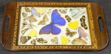 Load image into Gallery viewer, Vintage Butterfly Motif Wooden Serving Tray - Hand Made
