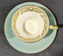 Load image into Gallery viewer, AYNSLEY Fine Bone China Corset Tea Cup &amp; Saucer - Green &amp; Gold
