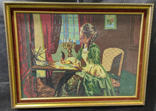 Load image into Gallery viewer, Vintage Framed Needlepoint Artwork - Woman Writing
