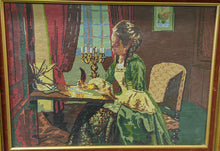 Load image into Gallery viewer, Vintage Framed Needlepoint Artwork - Woman Writing
