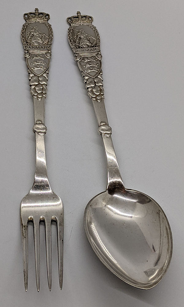 1915 Danish Silver - P. Christensen - Christian Heise Denmark Fork & Table Spoon