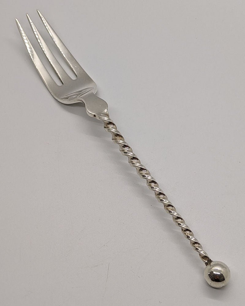 1898 Sterling Silver Pastry Fork - London - Twisted Handle Detail