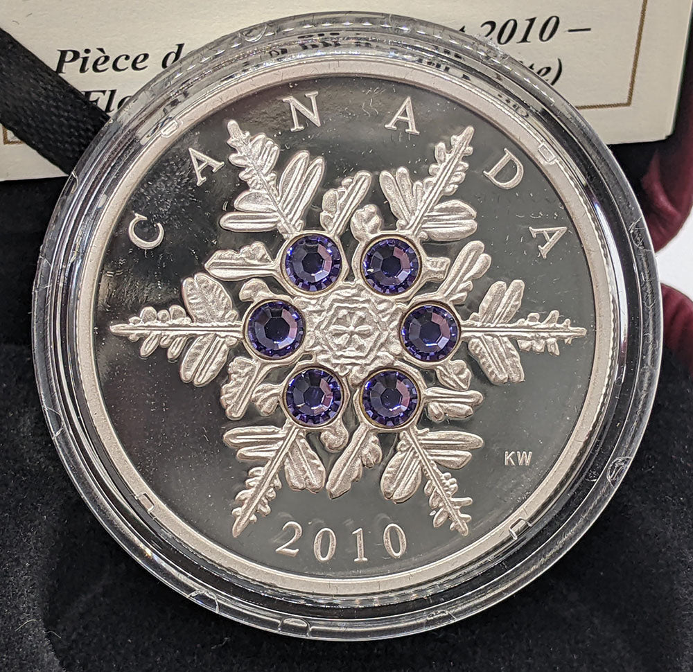 2010 Canada $20 Fine Silver Coin - Tanzanite Crystal Snowflake by RCM