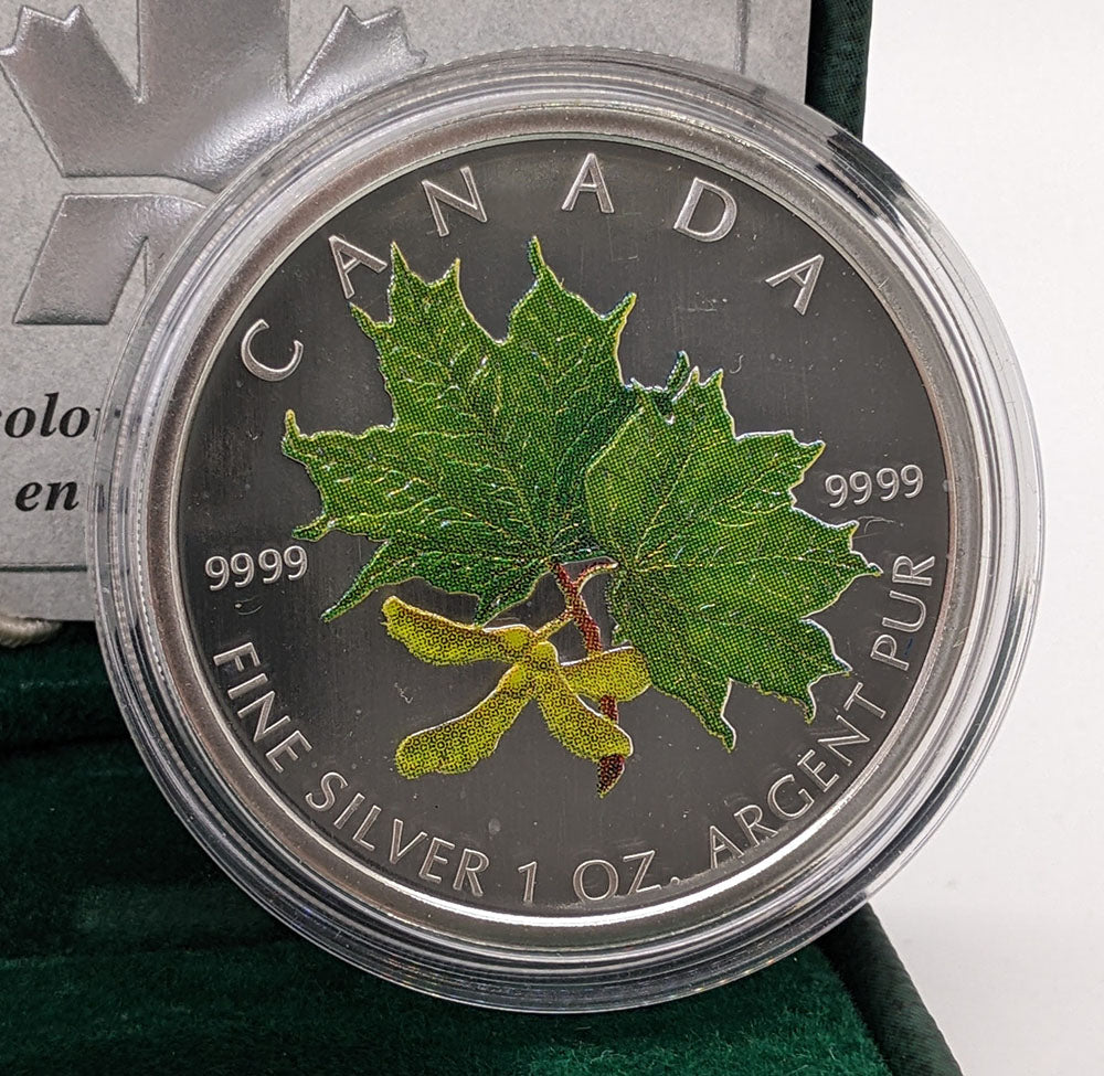 2002 Canada 1 oz Fine Silver Coloured Maple Leaf Coin