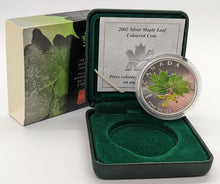 Load image into Gallery viewer, 2002 Canada 1 oz Fine Silver Coloured Maple Leaf Coin
