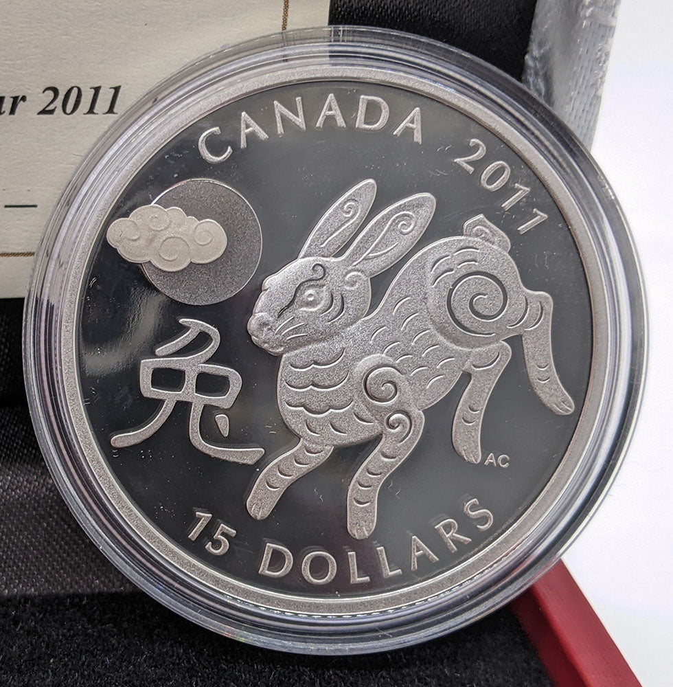 2011 Canada $15 Fine Silver Coin - Zodiac - Year of the Rabbit