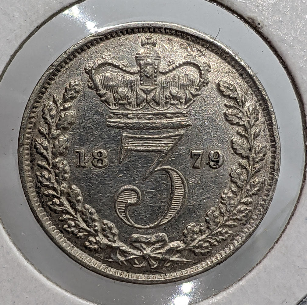 1879 Great Britain - UK - 3 Pence Coin