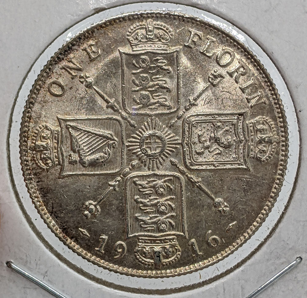 1916 Great Britain - UK - Silver 2 Shillings Coin