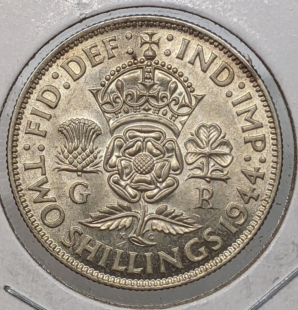 1944 Great Britain - UK - Silver 2 Shillings Coin