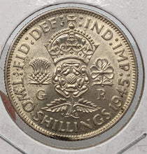 Load image into Gallery viewer, 1945 Great Britain - UK - Silver 2 Shillings Coin
