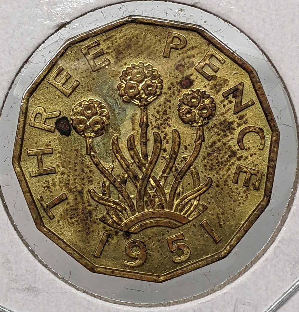Rare - 1951 Great Britain - UK - 3 Pence Coin
