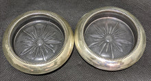 Load image into Gallery viewer, 2 Sterling Silver Rimmed Glass Coasters by Frank Whiting &amp; Co.
