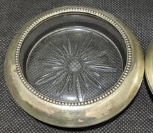 Load image into Gallery viewer, 2 Sterling Silver Rimmed Glass Coasters by Frank Whiting &amp; Co.
