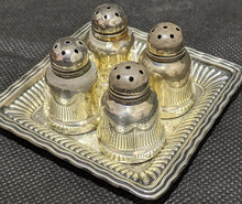Load image into Gallery viewer, Small Sterling Silver Salt &amp; Pepper Shakers With Tray
