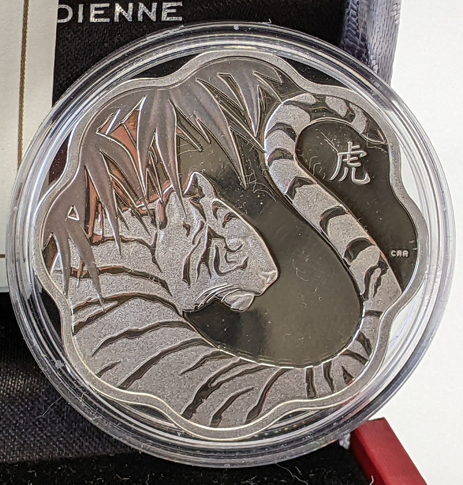 2010 Canada Sterling Silver Lunar Lotus Year Of The Tiger Coin by RCM