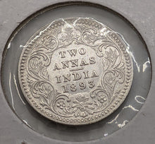 Load image into Gallery viewer, 1893 British India Silver 2 Annas Coin
