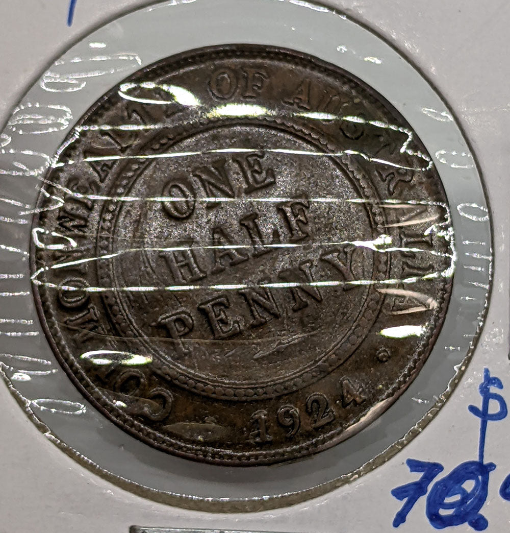 1924 M Australia 1/2 (Half) Penny Coin