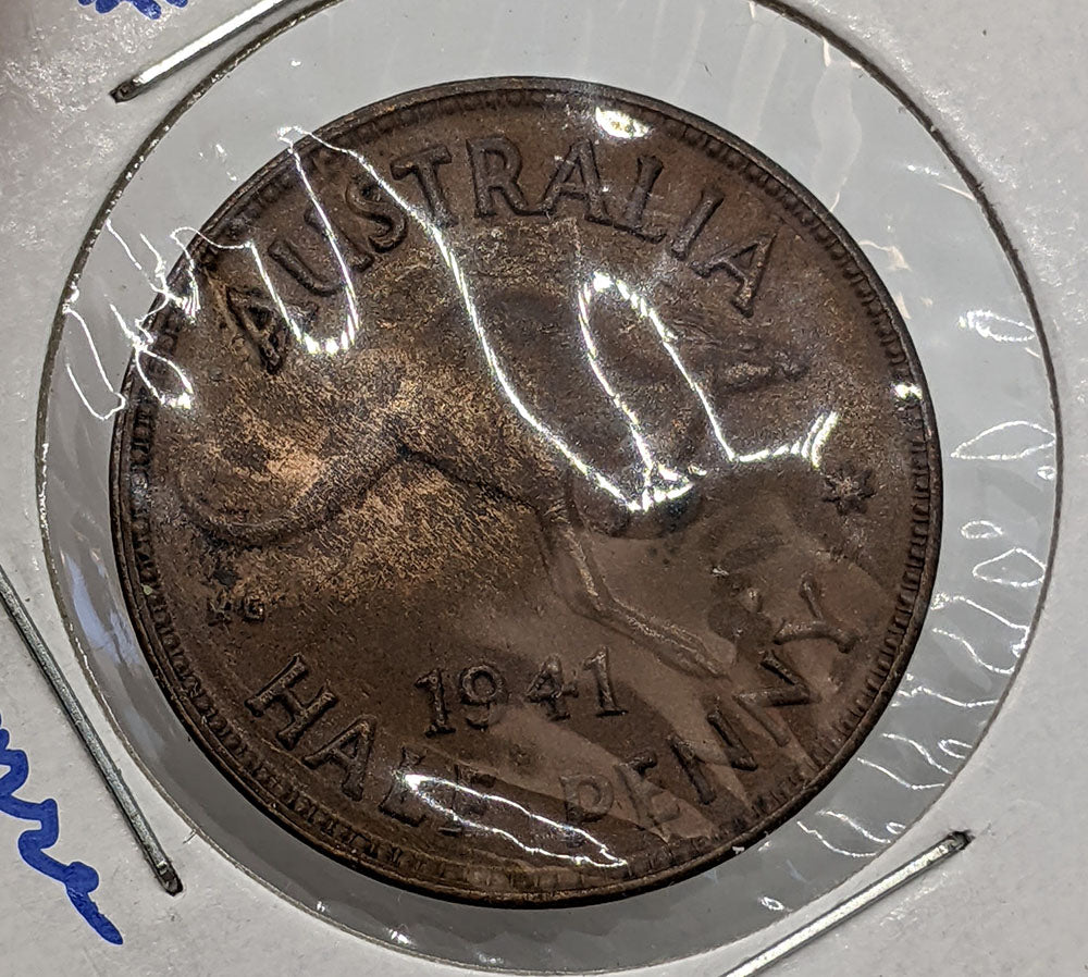 1941 M Australia 1/2 (Half) Penny Coin