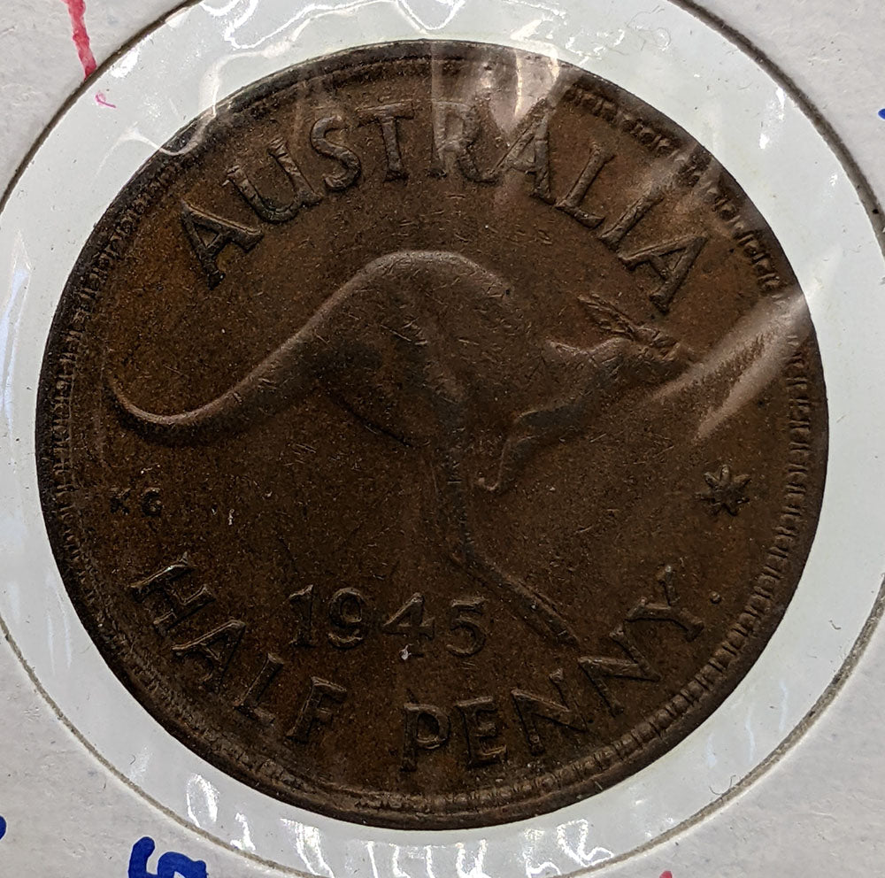 1945 P Australia 1/2 (Half) Penny Coin