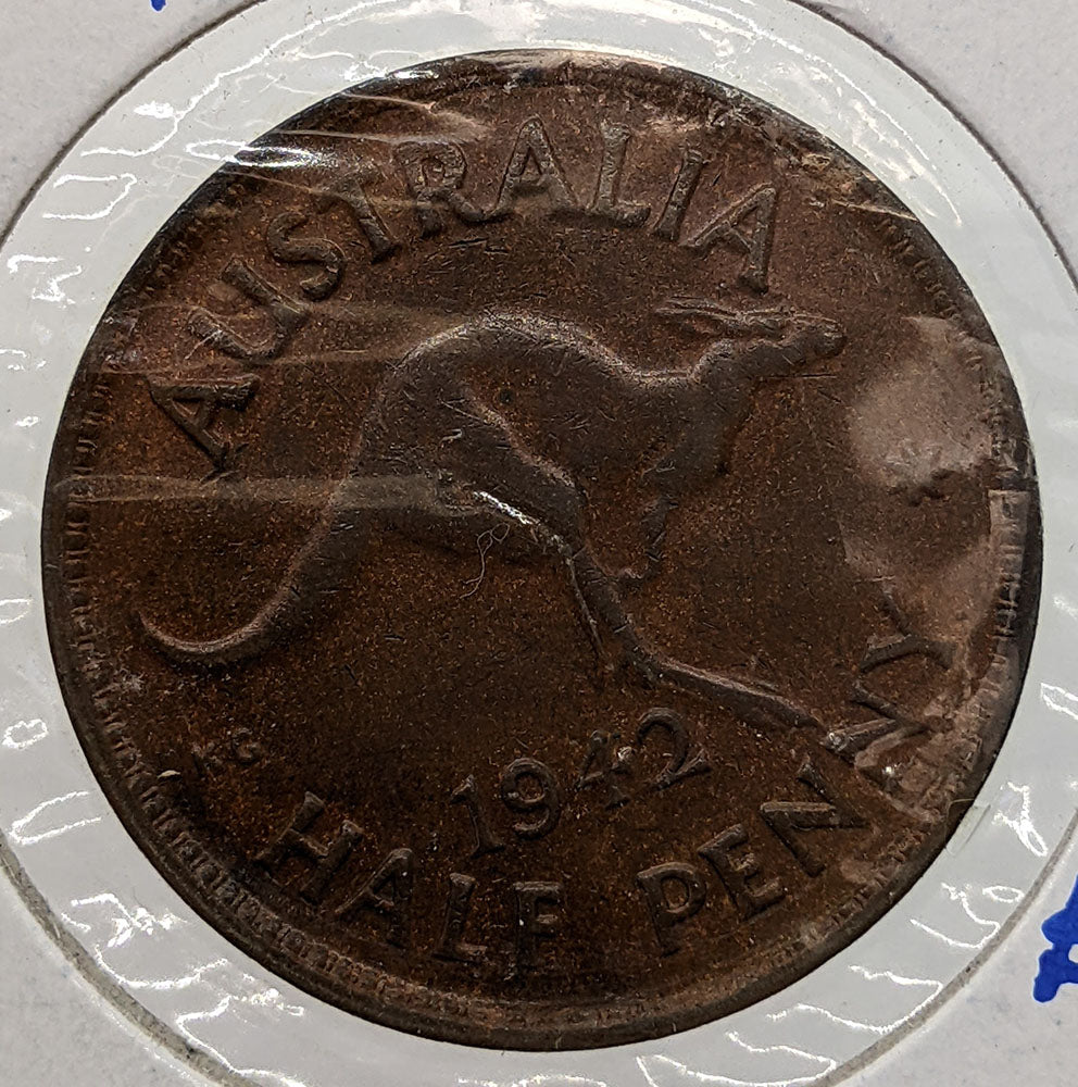 1942 P Australia 1/2 (Half) Penny Coin