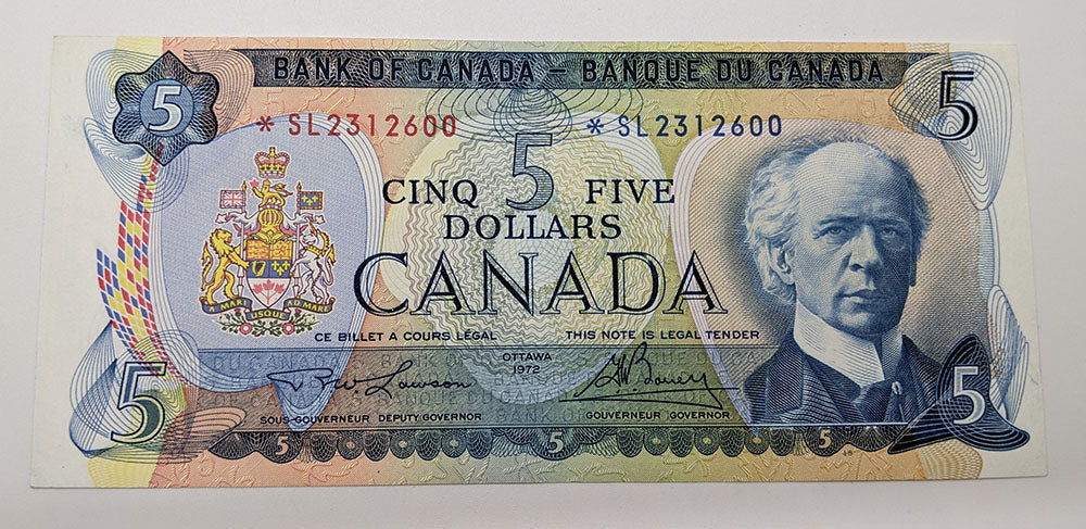 1972 Bank of Canada $5 Replacement Bank Note - *SL