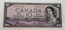 Load image into Gallery viewer, 1954 Bank of Canada $10 Devil&#39;s Face Bank Note - E/D Serial
