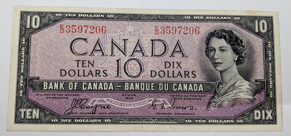 1954 Bank of Canada $10 Devil's Face Bank Note - E/D Serial