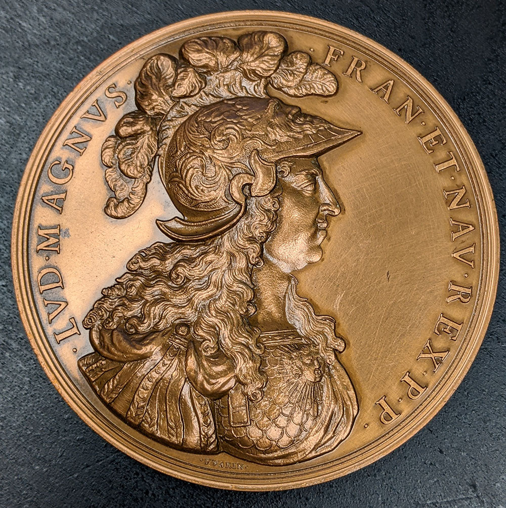 1970 Restrike of 1674 Dated France King Louis XIV Medallion - Bronze - Large