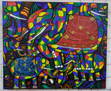 Load image into Gallery viewer, Bright Coloured Large Elephant Mosaic Original Painting
