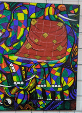 Load image into Gallery viewer, Bright Coloured Large Elephant Mosaic Original Painting

