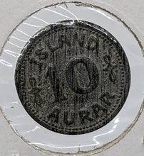 Load image into Gallery viewer, 1942 Iceland 10 Aurar Coin - Zinc
