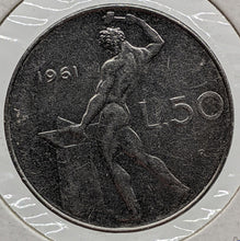 Load image into Gallery viewer, 1961 R Italy 50 Lira Coin
