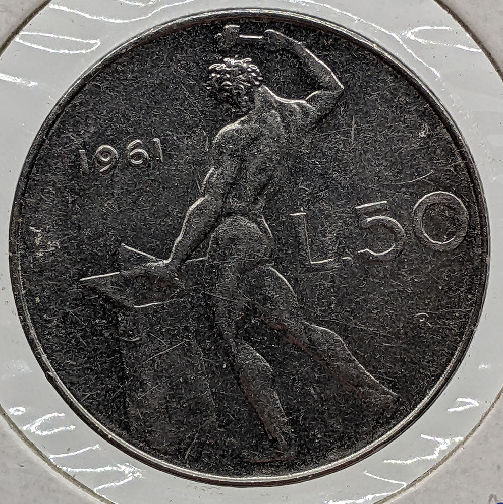 1961 R Italy 50 Lira Coin