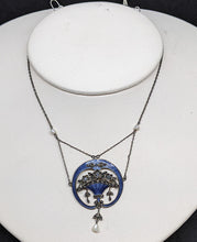Load image into Gallery viewer, Beautiful Seed Pearl, Enamel &amp; Marquesite Necklace - 24&quot;
