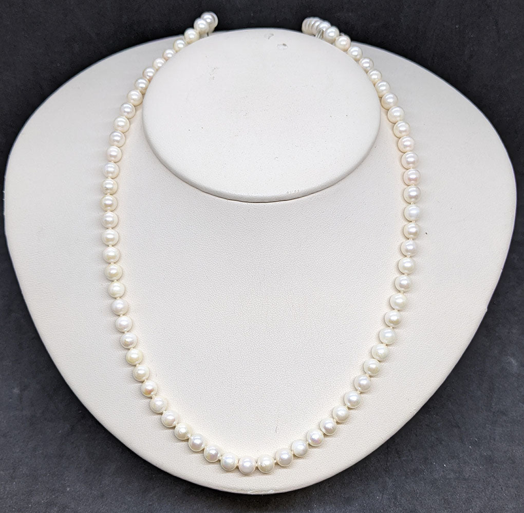 5.5 - 6 mm Cultured Pearl Strand Necklace With 14 KT Gold Clasp - 30